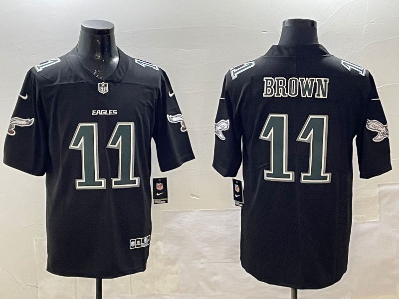 Men Philadelphia Eagles #11 Brown Black Fashion 2025 Nike Limited NFL Jersey style 1